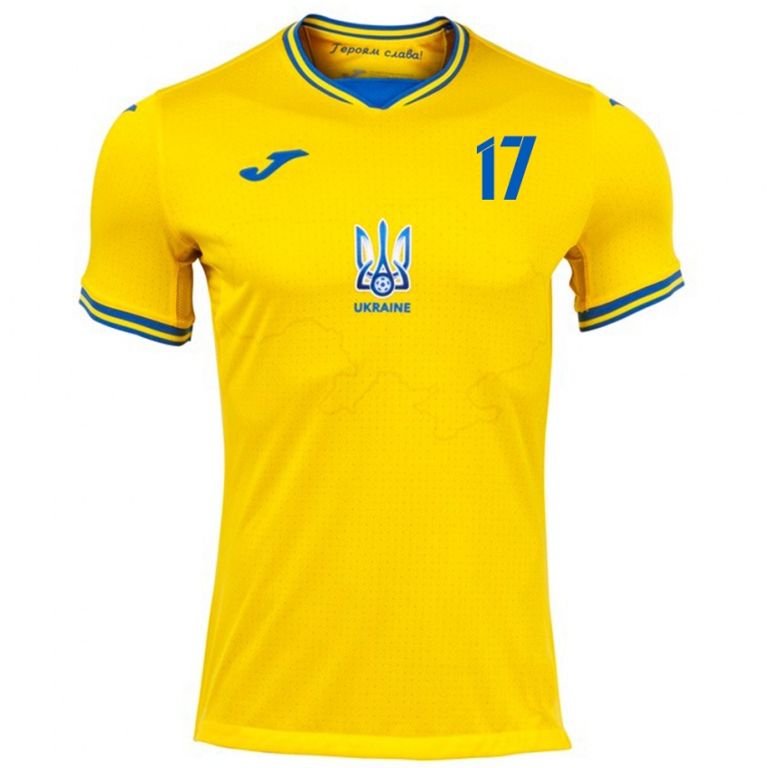 Criança Camisola Ucrânia Oleksandr Zinchenko #17 Amarelo Principal 24-26 Camisa