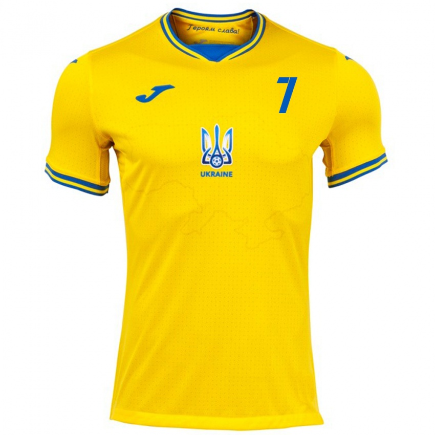 Criança Camisola Ucrânia Yevgeniy Pastukh #7 Amarelo Principal 24-26 Camisa