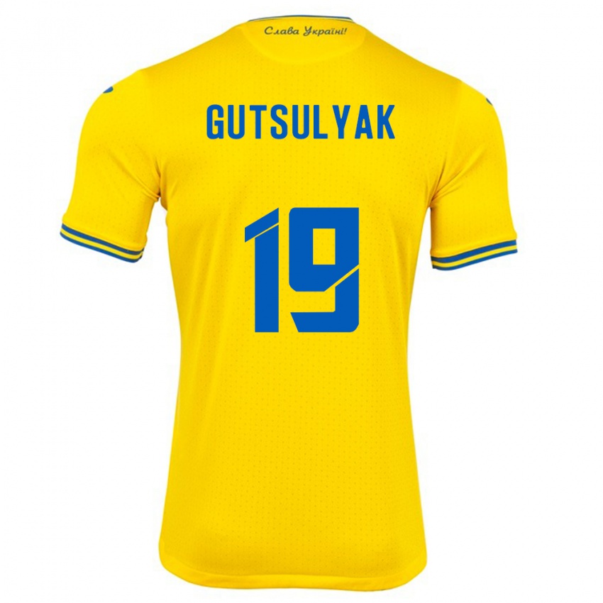 Criança Camisola Ucrânia Oleksiy Gutsulyak #19 Amarelo Principal 24-26 Camisa