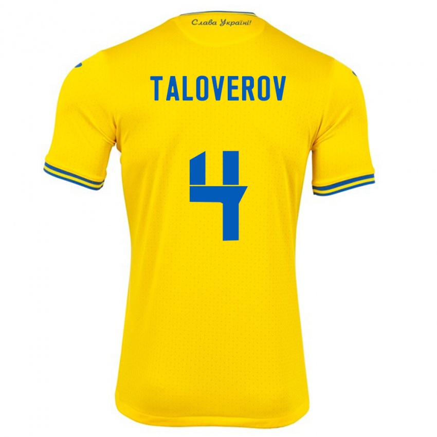 Criança Camisola Ucrânia Maksym Taloverov #4 Amarelo Principal 24-26 Camisa