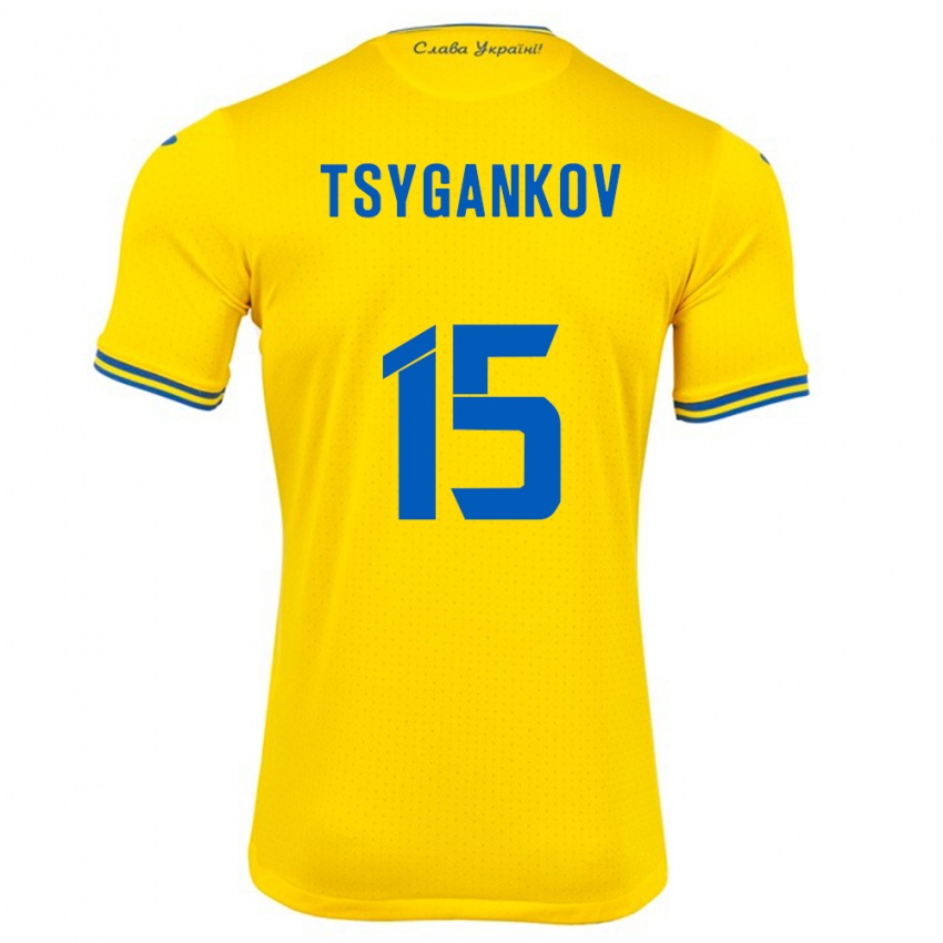 Criança Camisola Ucrânia Viktor Tsygankov #15 Amarelo Principal 24-26 Camisa