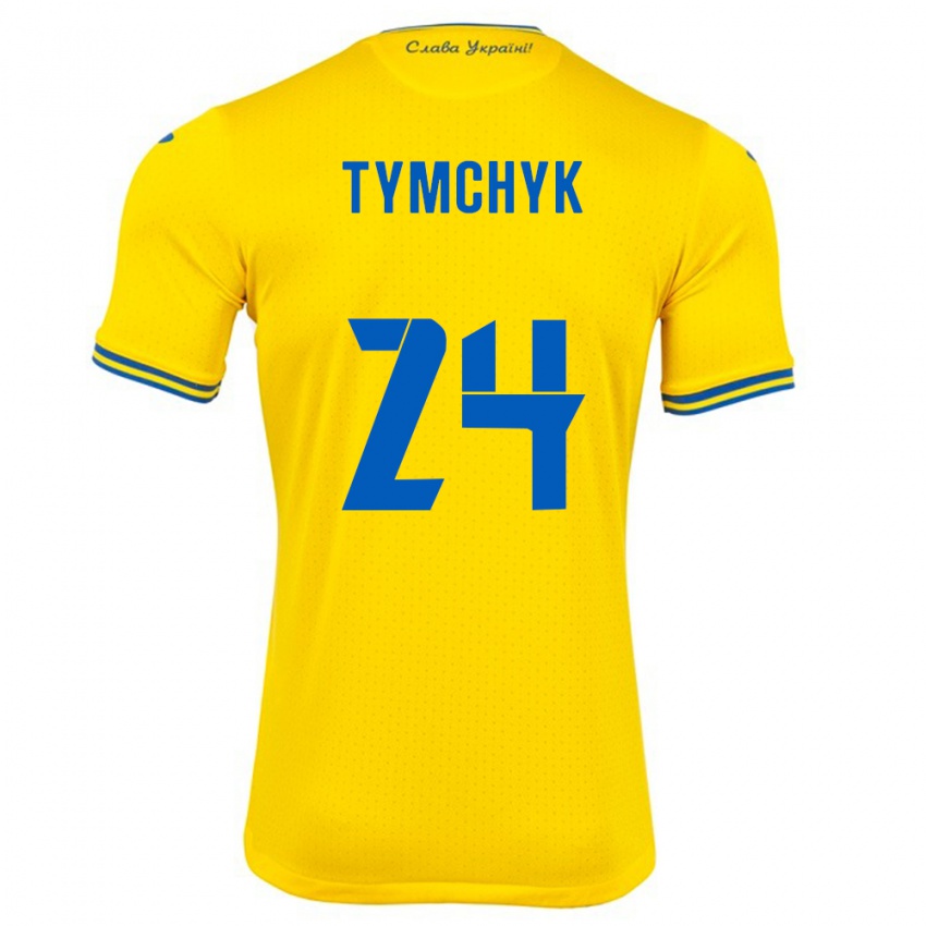 Criança Camisola Ucrânia Oleksandr Tymchyk #24 Amarelo Principal 24-26 Camisa