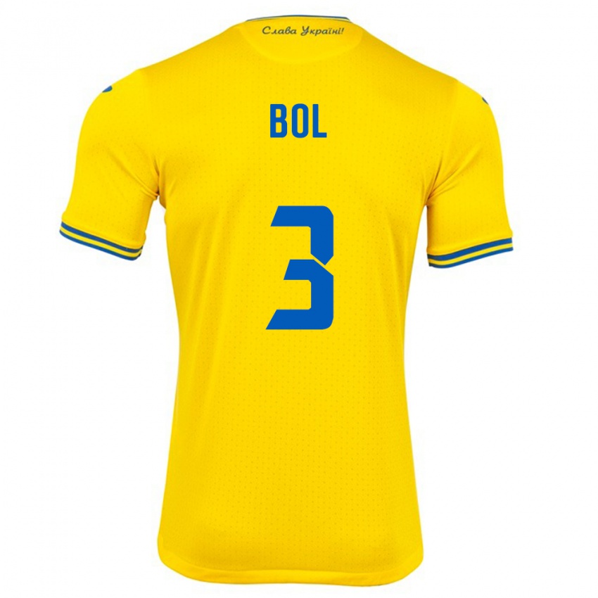 Criança Camisola Ucrânia Anton Bol #3 Amarelo Principal 24-26 Camisa