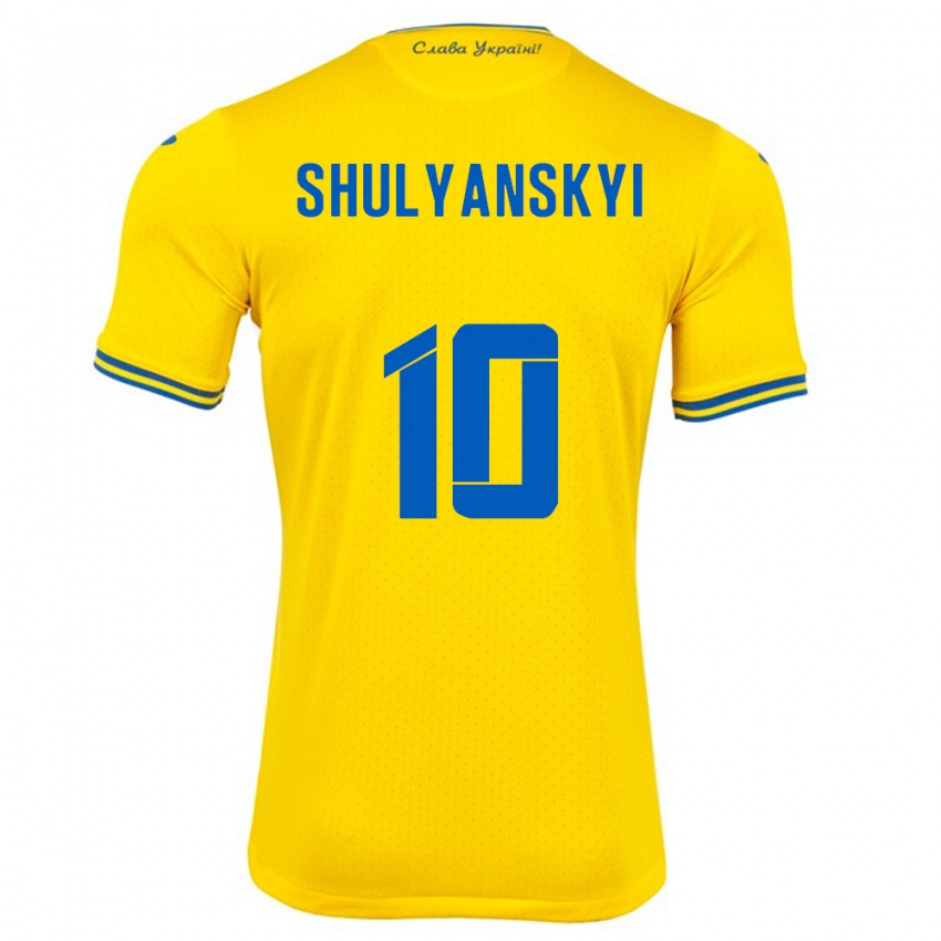 Criança Camisola Ucrânia Artem Shulyanskyi #10 Amarelo Principal 24-26 Camisa