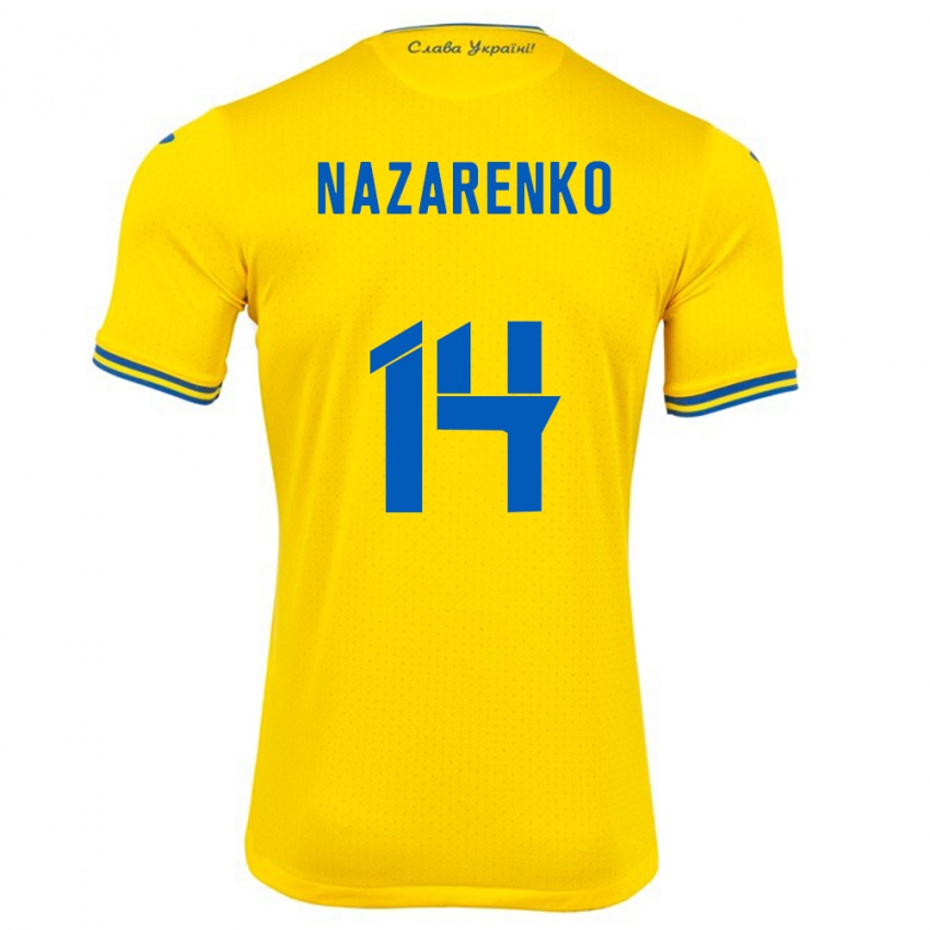 Criança Camisola Ucrânia Oleksandr Nazarenko #14 Amarelo Principal 24-26 Camisa