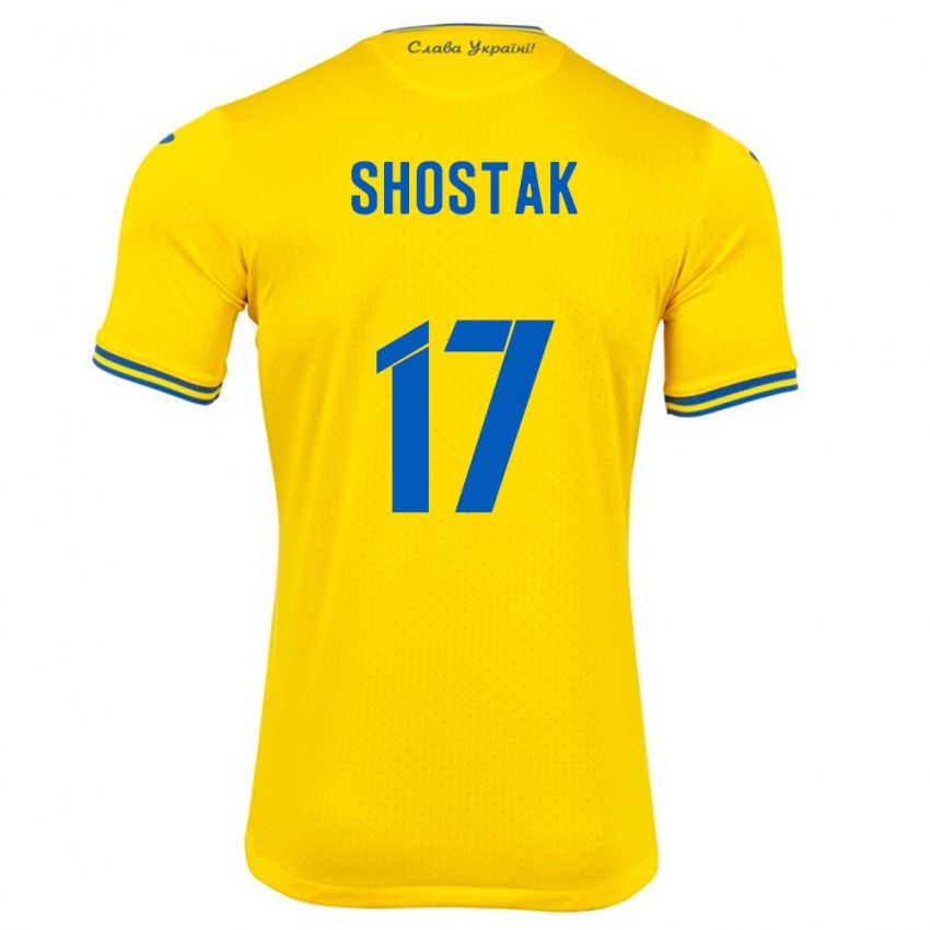 Criança Camisola Ucrânia Denys Shostak #17 Amarelo Principal 24-26 Camisa