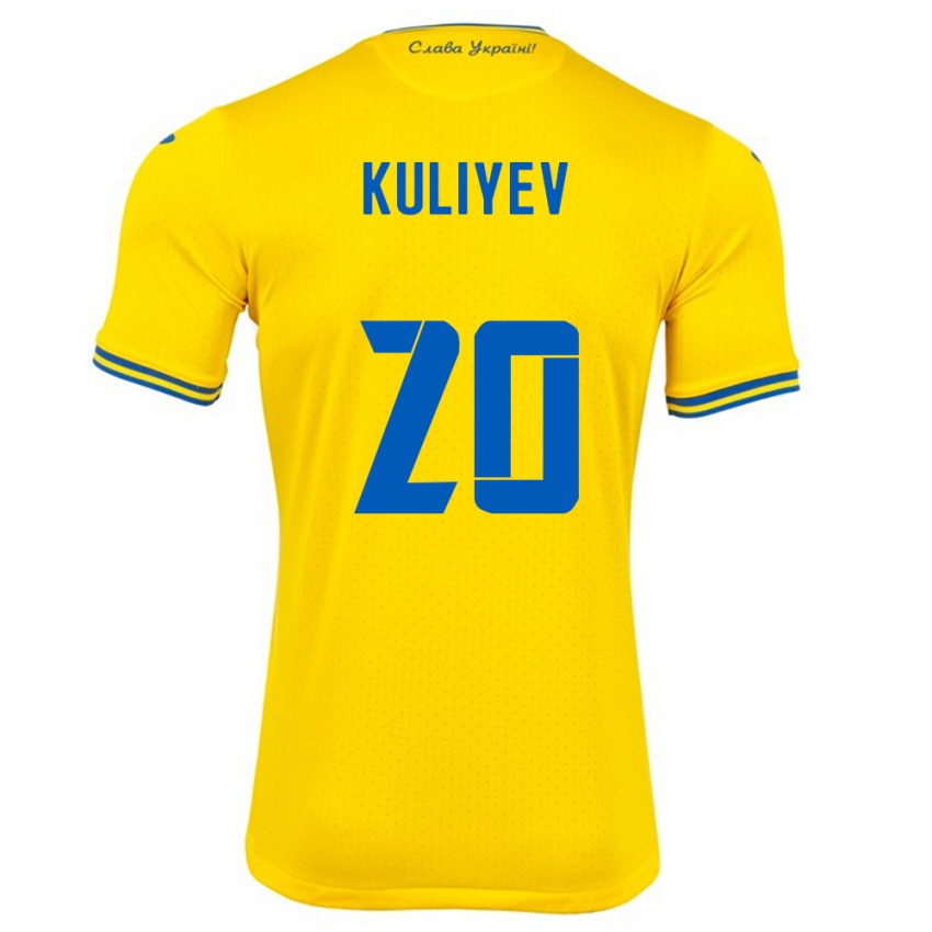 Criança Camisola Ucrânia Eldar Kuliyev #20 Amarelo Principal 24-26 Camisa