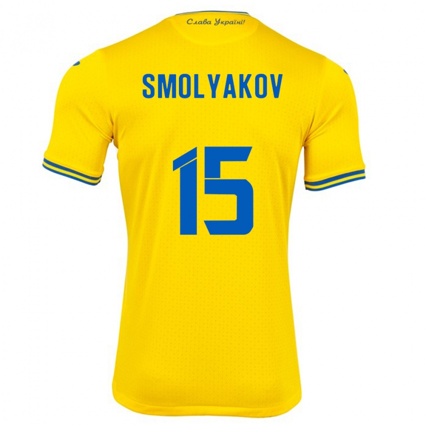 Criança Camisola Ucrânia Artem Smolyakov #15 Amarelo Principal 24-26 Camisa