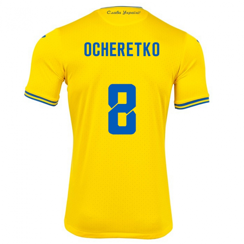 Criança Camisola Ucrânia Oleg Ocheretko #8 Amarelo Principal 24-26 Camisa