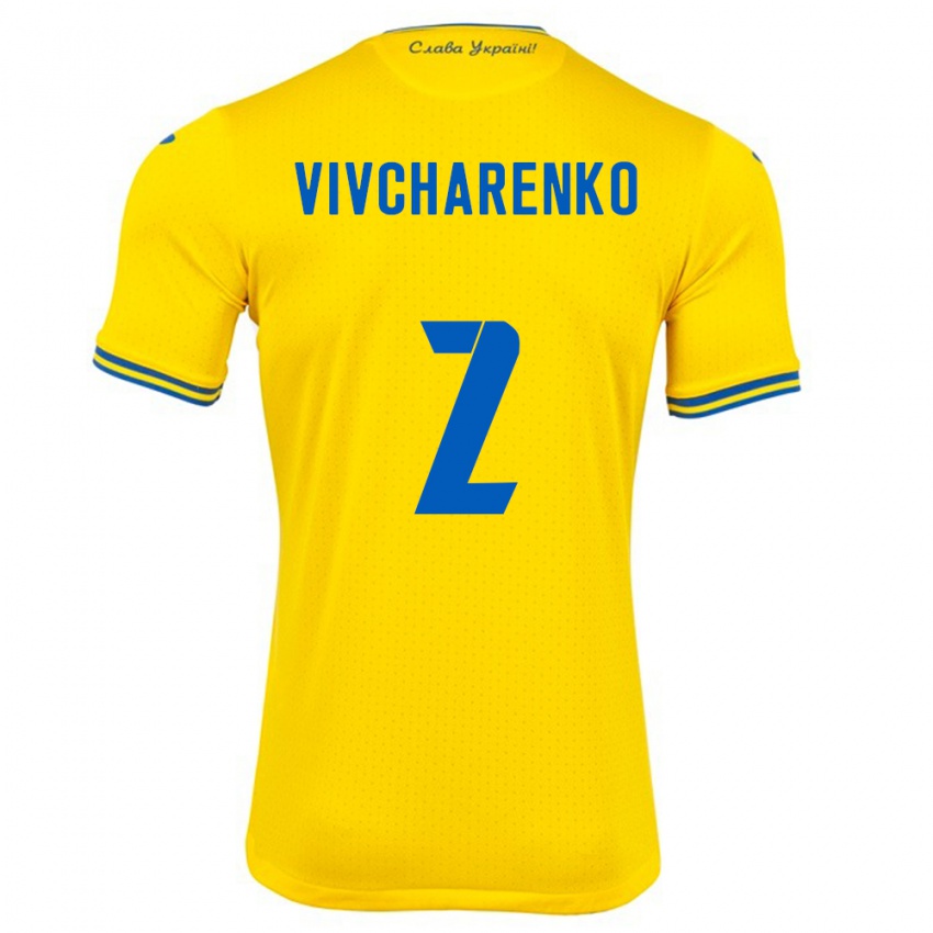 Criança Camisola Ucrânia Kostyantyn Vivcharenko #2 Amarelo Principal 24-26 Camisa