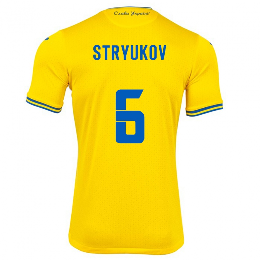 Criança Camisola Ucrânia Maksym Stryukov #6 Amarelo Principal 24-26 Camisa