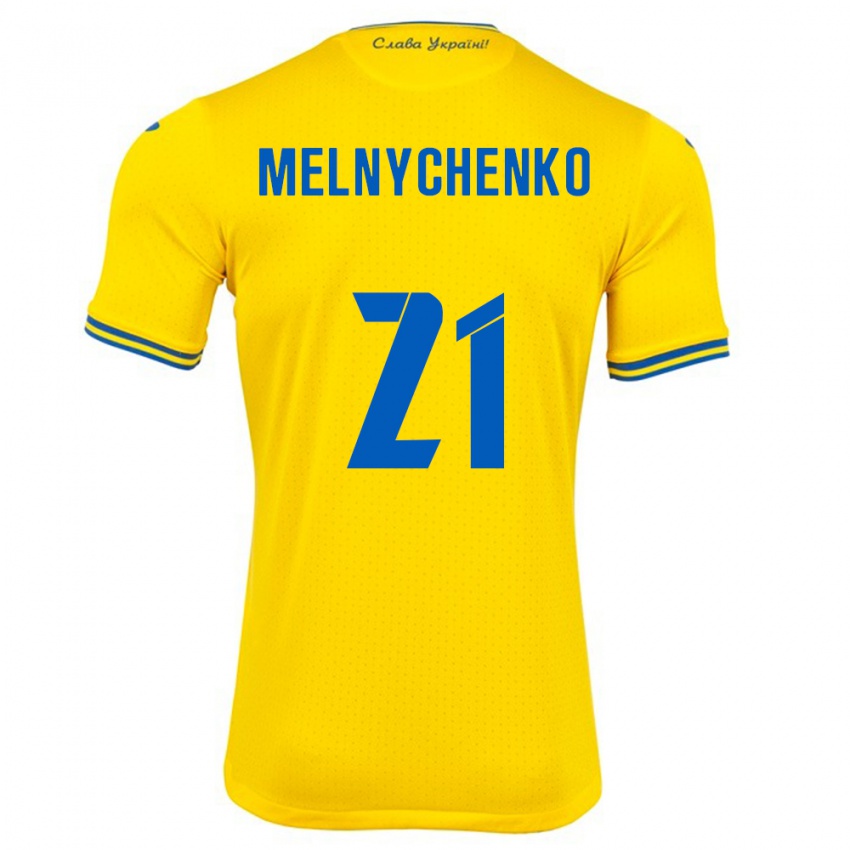 Criança Camisola Ucrânia Maksym Melnychenko #21 Amarelo Principal 24-26 Camisa