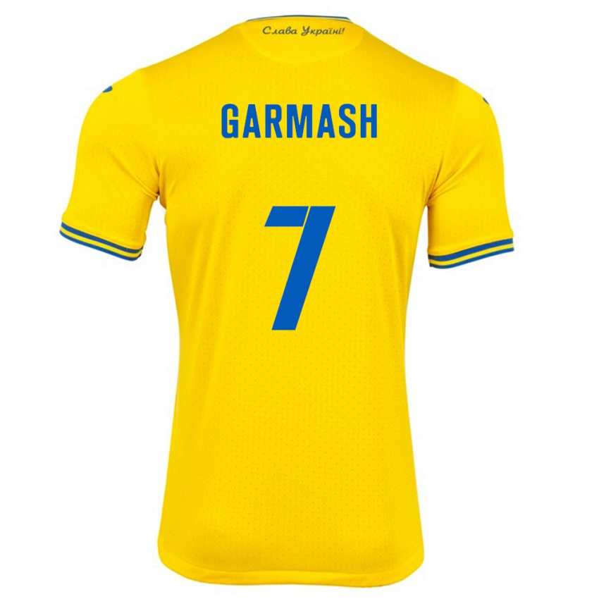 Criança Camisola Ucrânia Yevgen Garmash #7 Amarelo Principal 24-26 Camisa