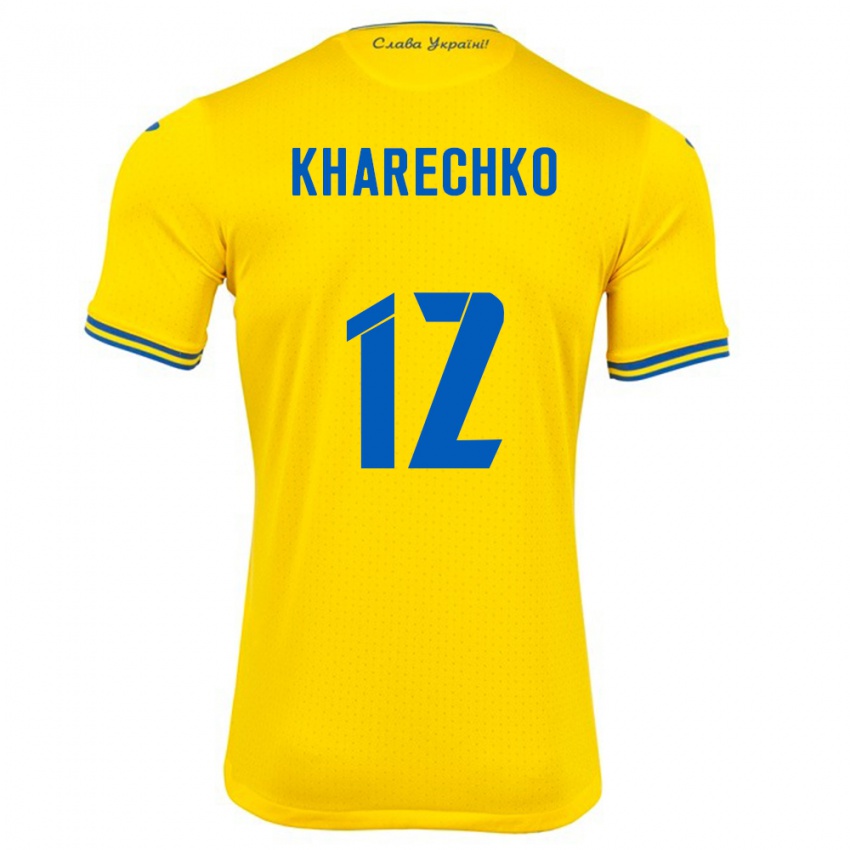 Criança Camisola Ucrânia Oleksandr Kharechko #12 Amarelo Principal 24-26 Camisa