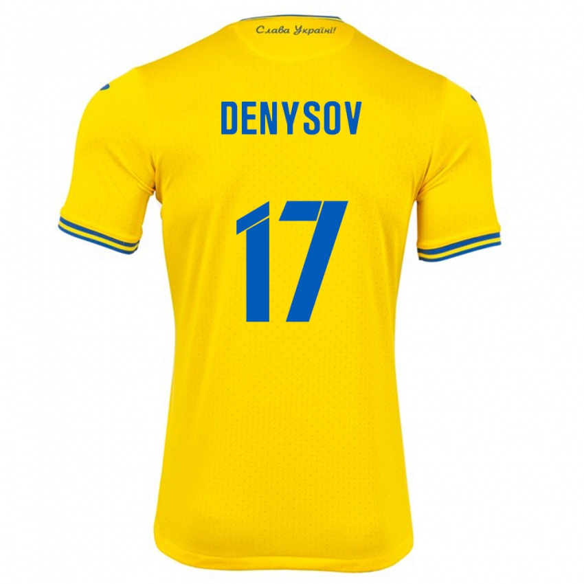 Criança Camisola Ucrânia Ivan Denysov #17 Amarelo Principal 24-26 Camisa