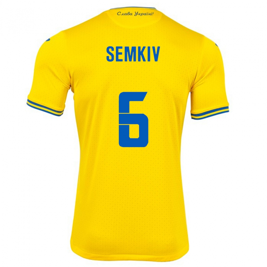 Criança Camisola Ucrânia Dayana Semkiv #6 Amarelo Principal 24-26 Camisa