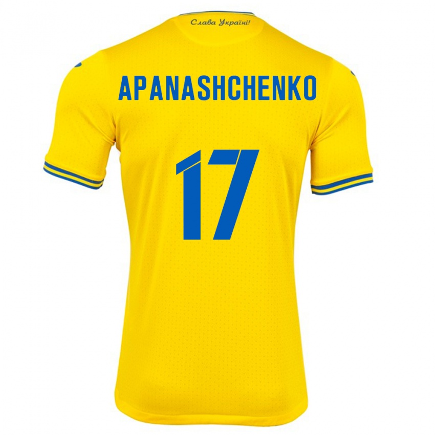 Criança Camisola Ucrânia Daryna Apanashchenko #17 Amarelo Principal 24-26 Camisa