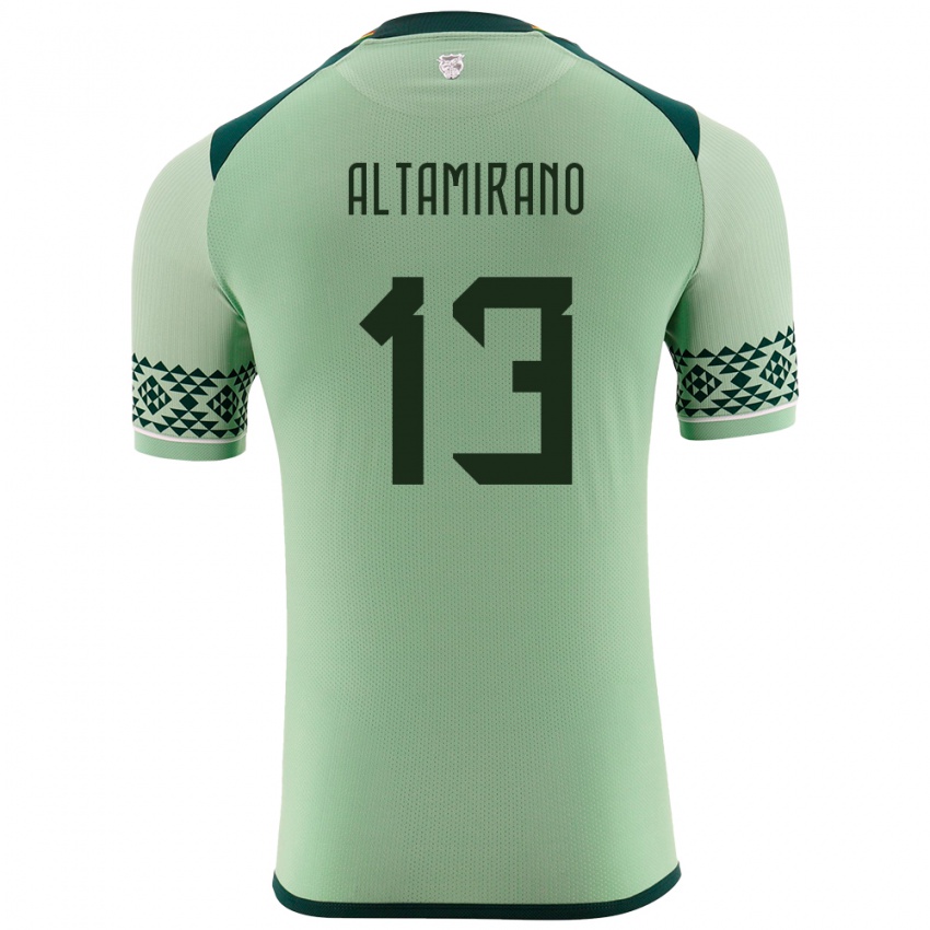 Criança Camisola Bolívia Sebastian Altamirano #13 Luz Verde Principal 24-26 Camisa