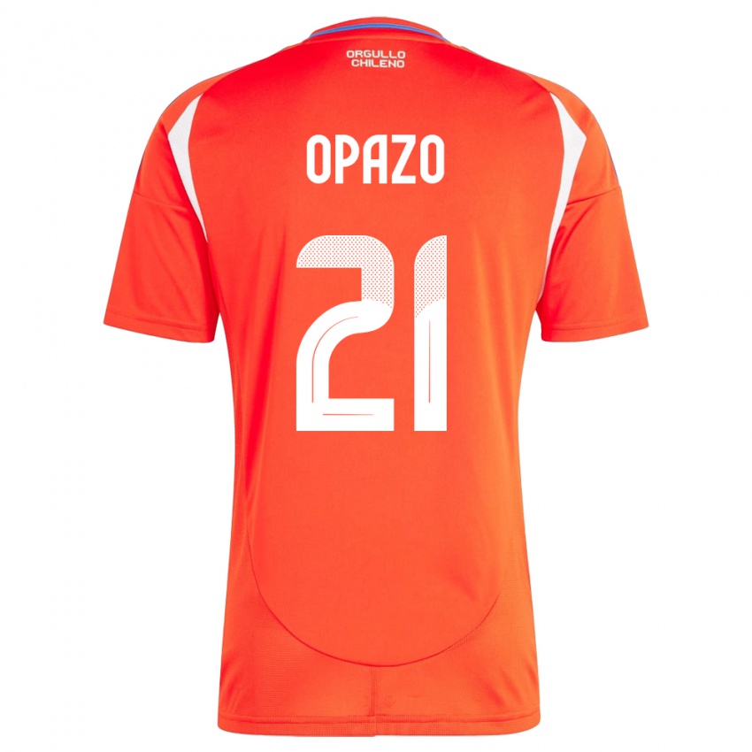 Criança Camisola Chile Diego Opazo #21 Vermelho Principal 24-26 Camisa