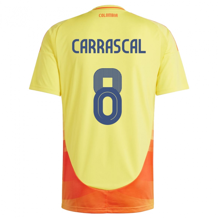 Criança Camisola Colômbia Jorge Carrascal #8 Amarelo Principal 24-26 Camisa