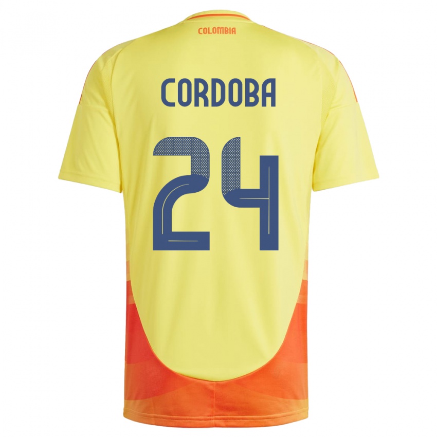 Criança Camisola Colômbia Jhon Córdoba #24 Amarelo Principal 24-26 Camisa