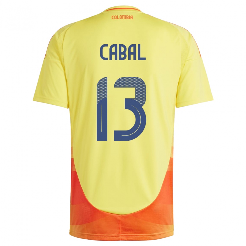 Criança Camisola Colômbia Juan Cabal #13 Amarelo Principal 24-26 Camisa