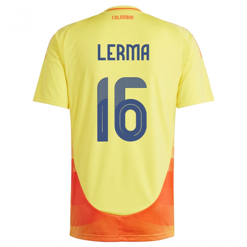 Criança Camisola Colômbia Jefferson Lerma #16 Amarelo Principal 24-26 Camisa