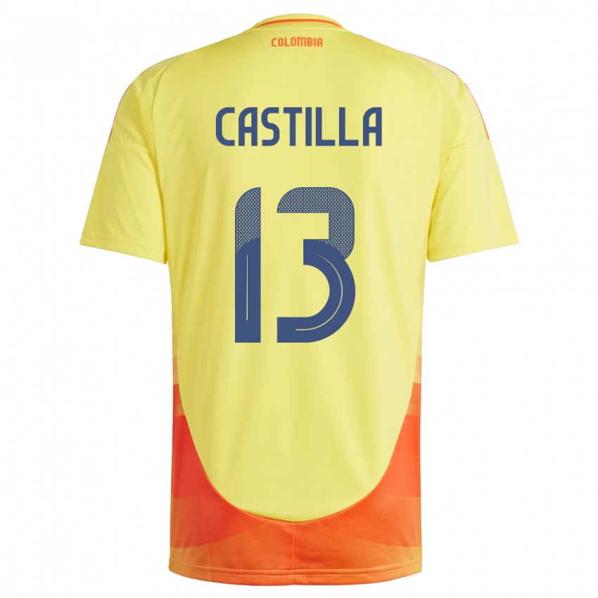 Criança Camisola Colômbia Juan Castilla #13 Amarelo Principal 24-26 Camisa