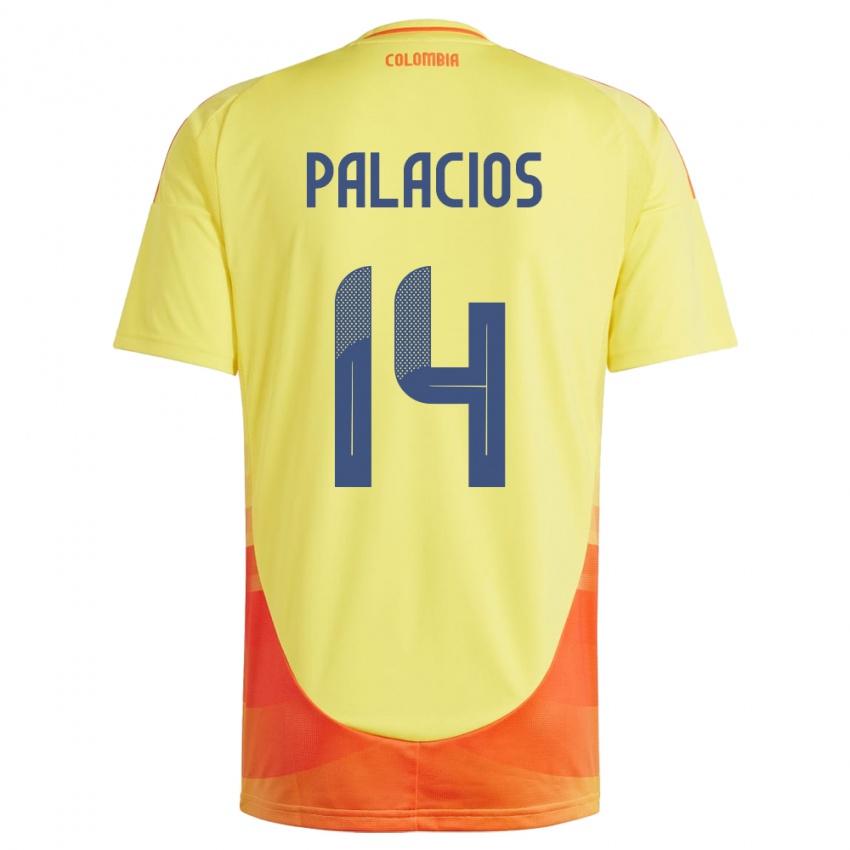 Criança Camisola Colômbia Julián Palacios #14 Amarelo Principal 24-26 Camisa