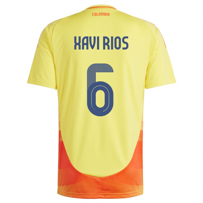 Criança Camisola Colômbia Xavi Ríos #6 Amarelo Principal 24-26 Camisa