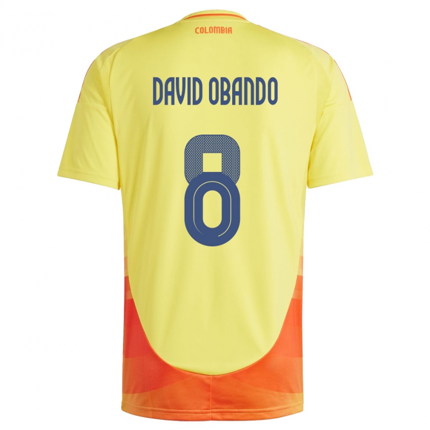 Criança Camisola Colômbia Juan David Obando #8 Amarelo Principal 24-26 Camisa