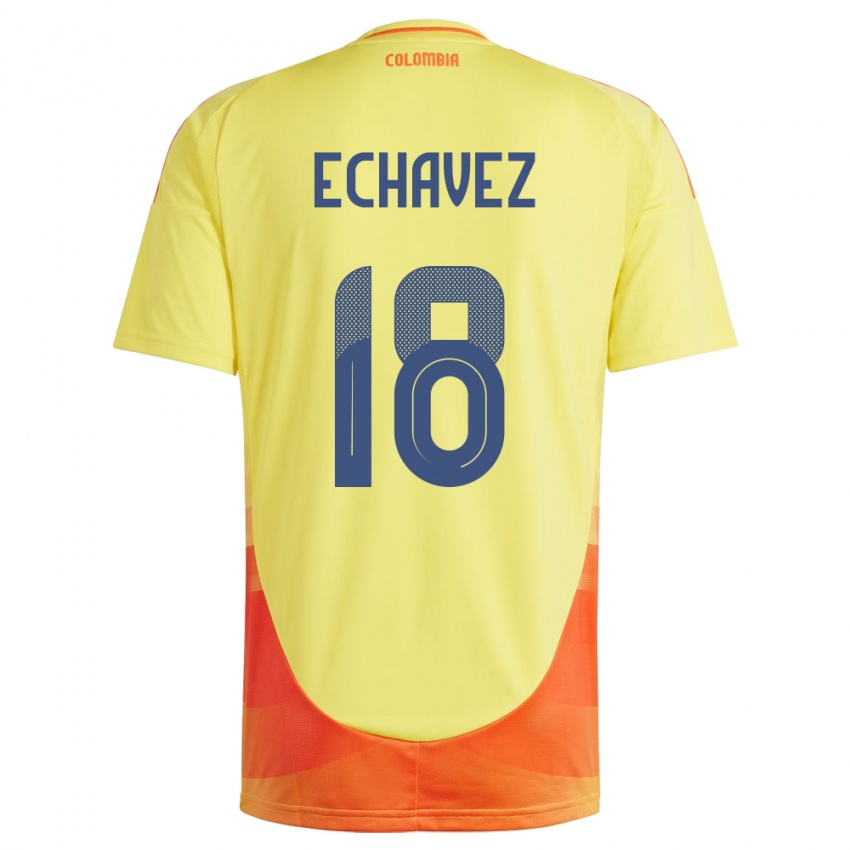 Criança Camisola Colômbia Jhon Echavez #18 Amarelo Principal 24-26 Camisa