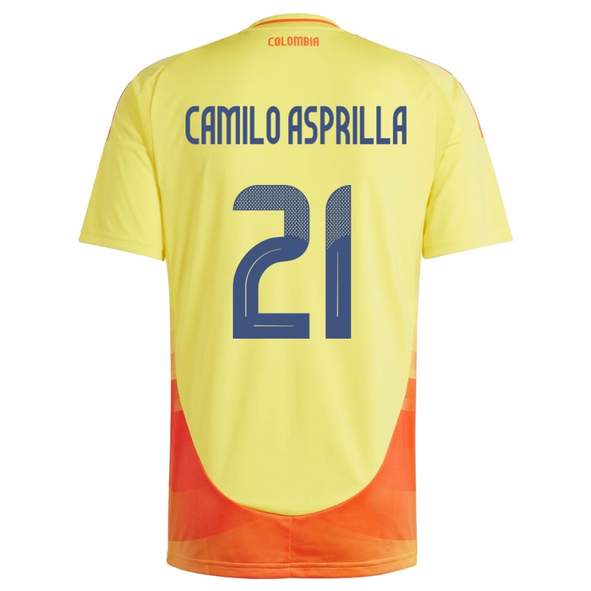 Criança Camisola Colômbia Juan Camilo Asprilla #21 Amarelo Principal 24-26 Camisa