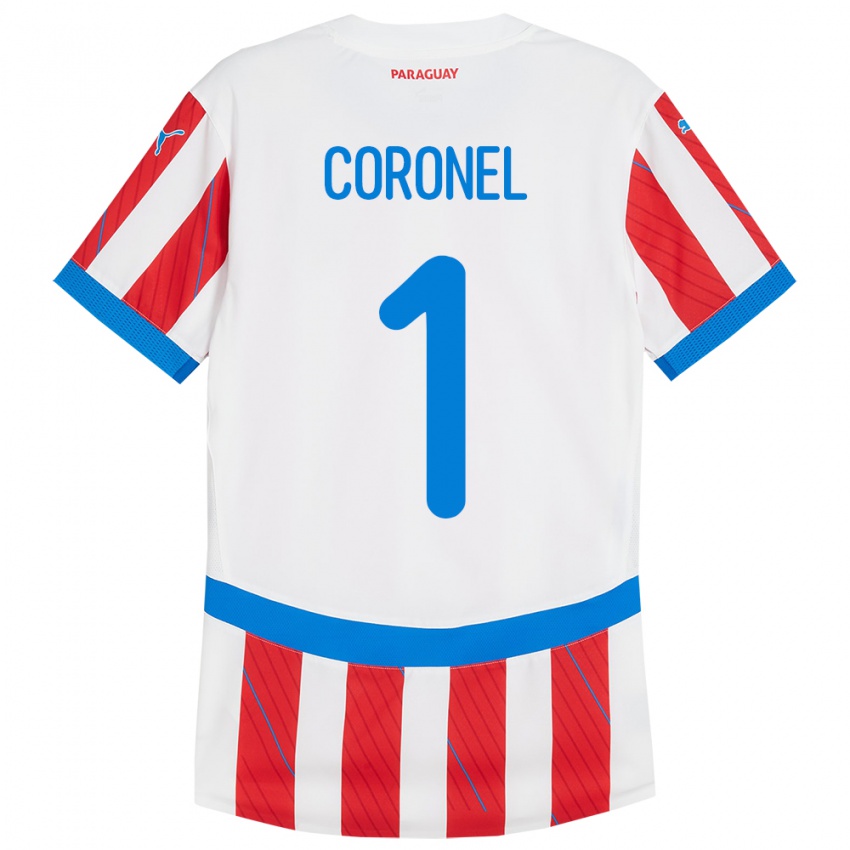 Criança Camisola Paraguai Carlos Coronel #1 Branco Vermelho Principal 24-26 Camisa