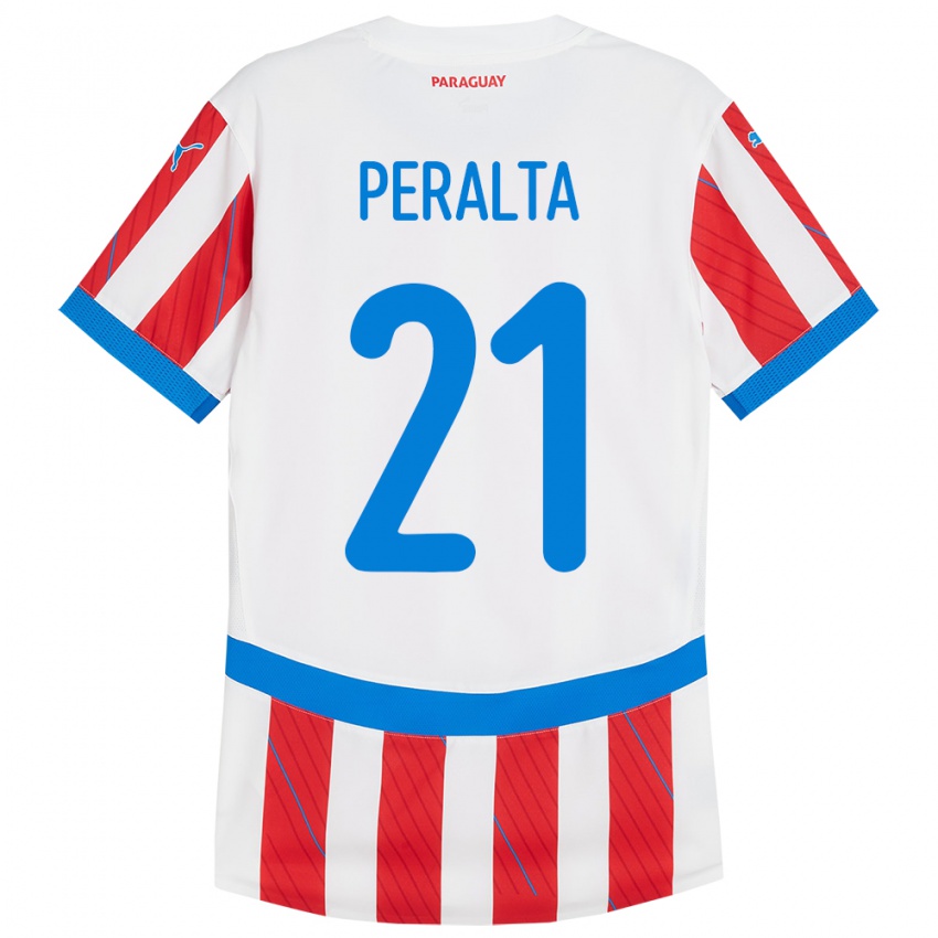 Criança Camisola Paraguai Fabrizio Peralta #21 Branco Vermelho Principal 24-26 Camisa