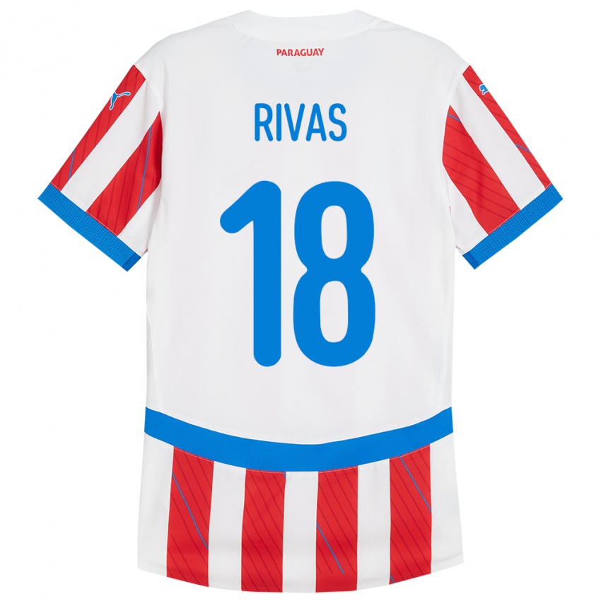 Criança Camisola Paraguai Daniel Rivas #18 Branco Vermelho Principal 24-26 Camisa