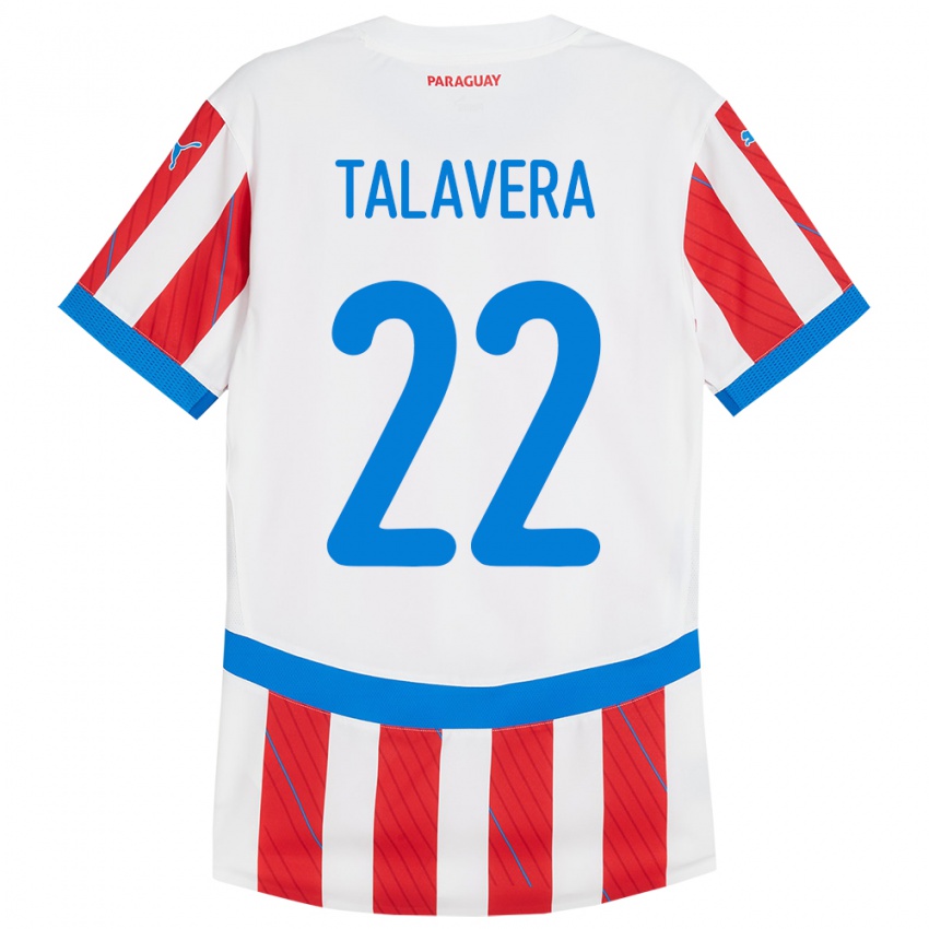 Criança Camisola Paraguai Javier Talavera #22 Branco Vermelho Principal 24-26 Camisa