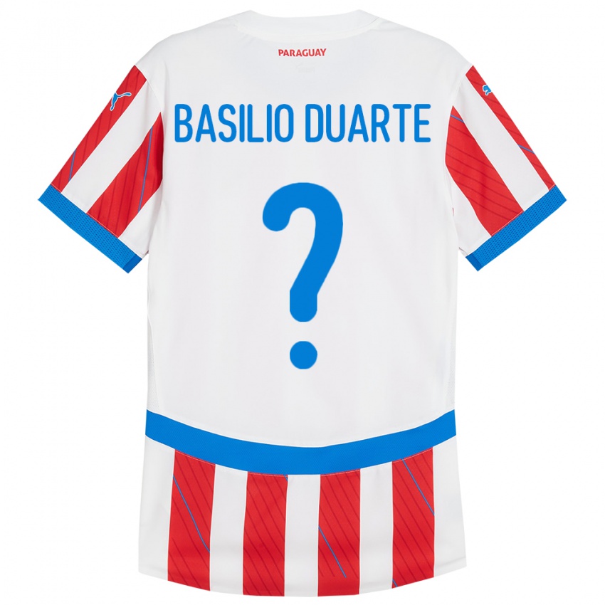 Criança Camisola Paraguai Basilio Duarte #0 Branco Vermelho Principal 24-26 Camisa