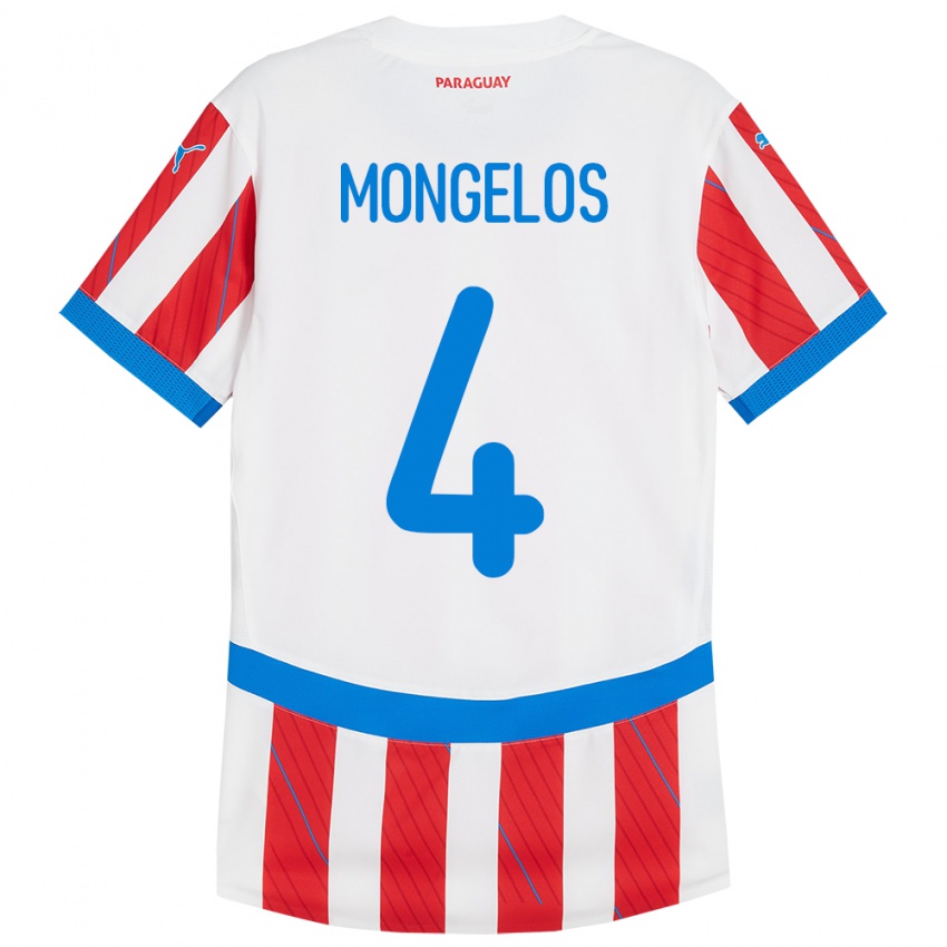 Criança Camisola Paraguai Rolando Mongelós #4 Branco Vermelho Principal 24-26 Camisa