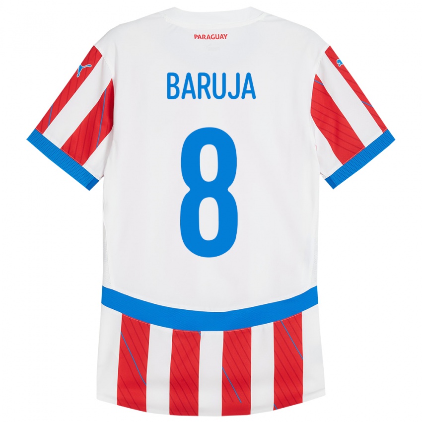 Criança Camisola Paraguai Fabrizio Baruja #8 Branco Vermelho Principal 24-26 Camisa