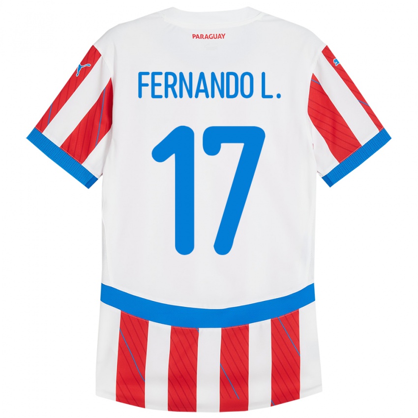 Criança Camisola Paraguai Fernando Leguizamón #17 Branco Vermelho Principal 24-26 Camisa