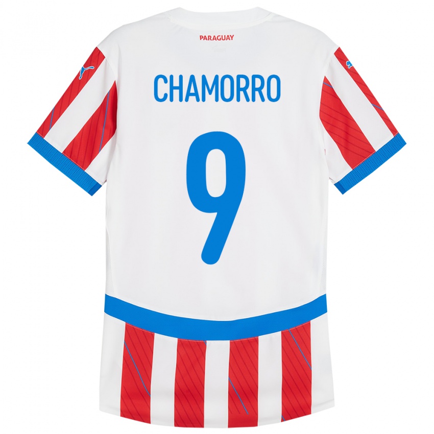 Criança Camisola Paraguai Lice Chamorro #9 Branco Vermelho Principal 24-26 Camisa