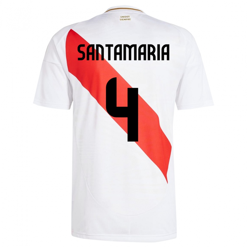 Criança Camisola Peru Anderson Santamaría #4 Branco Principal 24-26 Camisa