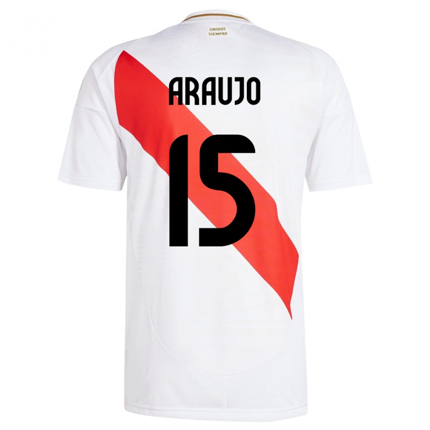 Criança Camisola Peru Miguel Araujo #15 Branco Principal 24-26 Camisa