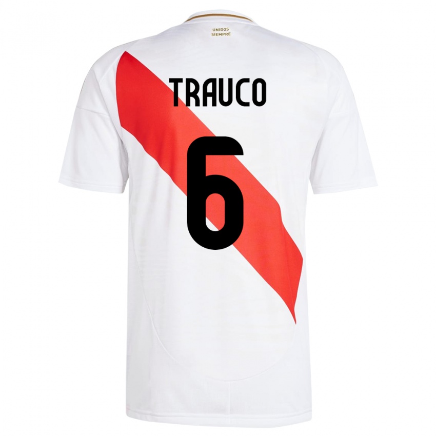 Criança Camisola Peru Miguel Trauco #6 Branco Principal 24-26 Camisa