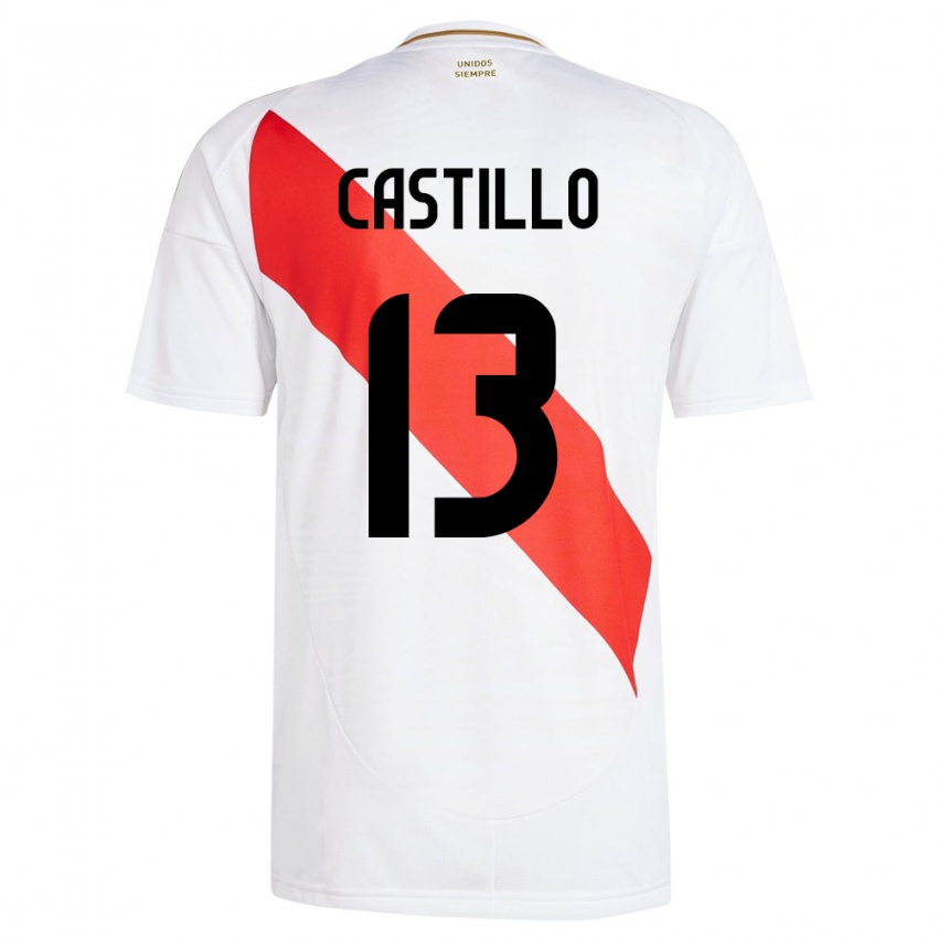 Criança Camisola Peru Jesús Castillo #13 Branco Principal 24-26 Camisa