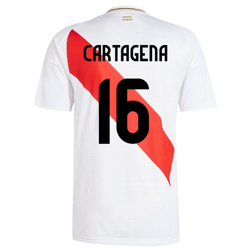 Criança Camisola Peru Wilder Cartagena #16 Branco Principal 24-26 Camisa