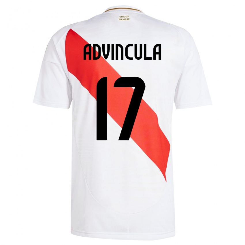 Criança Camisola Peru Luis Advíncula #17 Branco Principal 24-26 Camisa