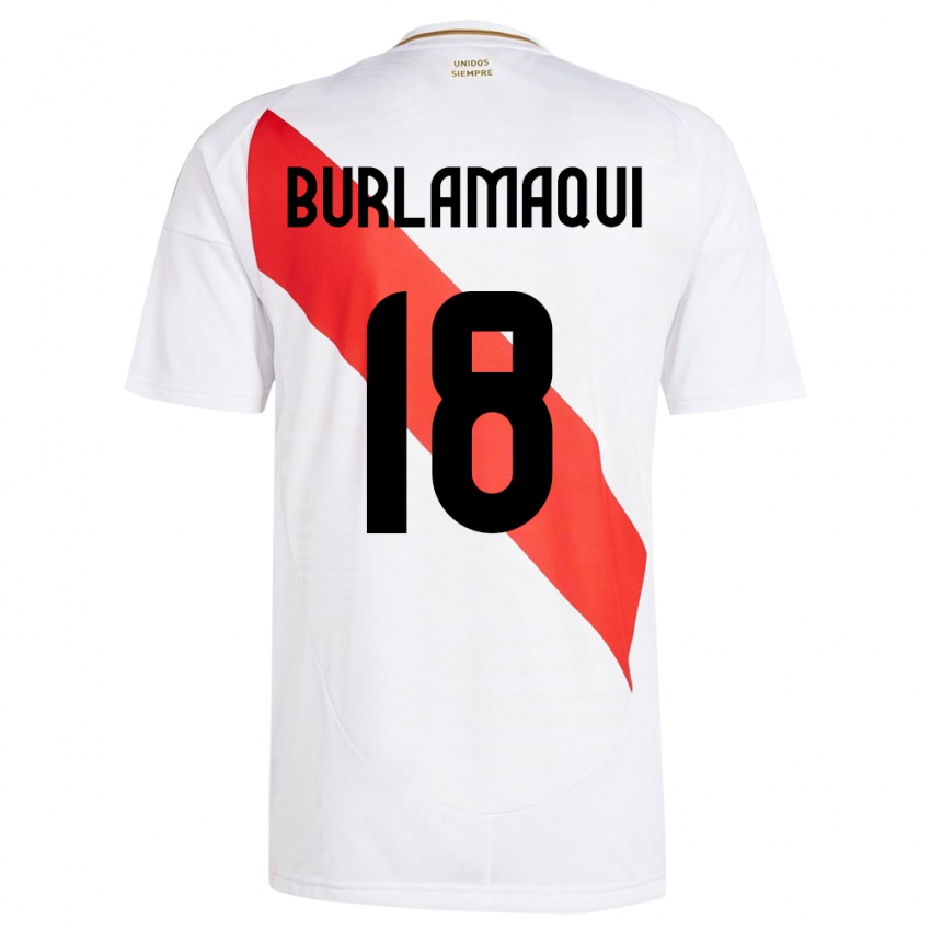 Criança Camisola Peru Alessandro Burlamaqui #18 Branco Principal 24-26 Camisa