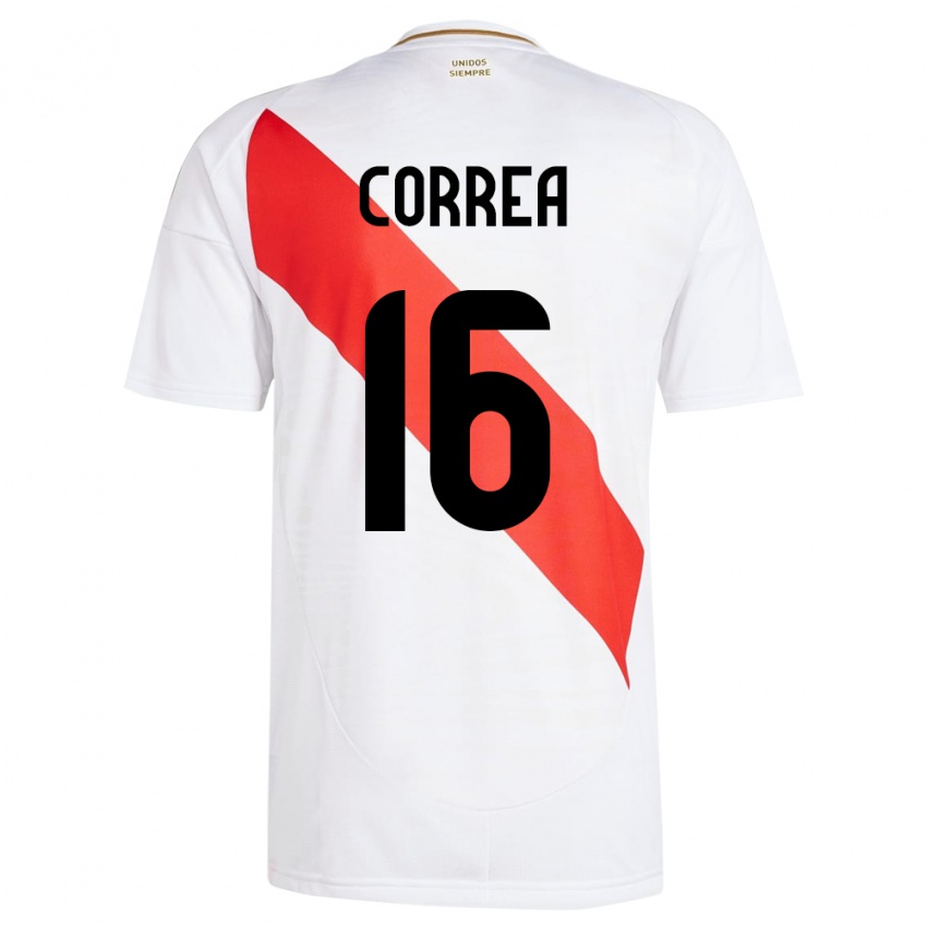 Criança Camisola Peru Eslyn Correa #16 Branco Principal 24-26 Camisa